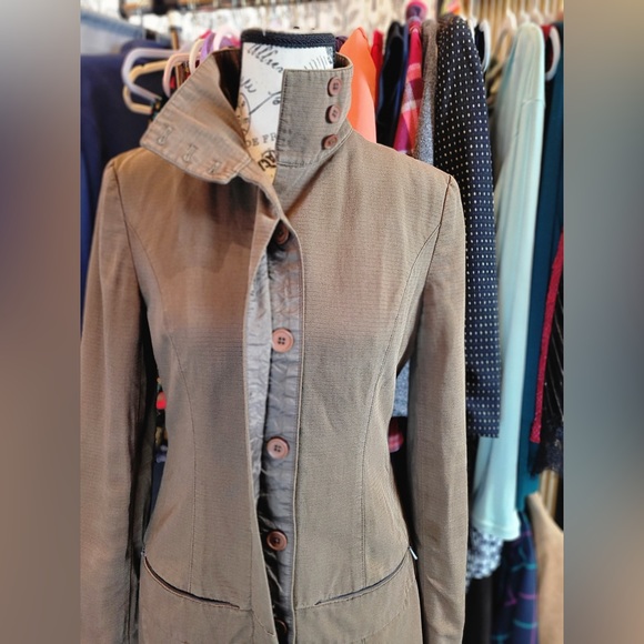 Same underneath brown utility coat jacket size Xsmall cotton/bamboo blend - Picture 5 of 12